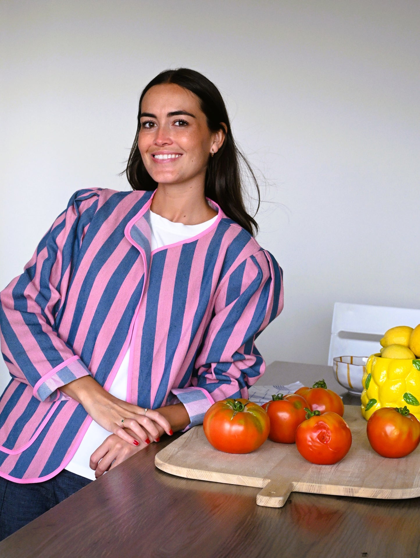 CHAQUETA MACARENA - RAYAS AZUL Y ROSA - PREORDER 3 SEPTIEMBRE