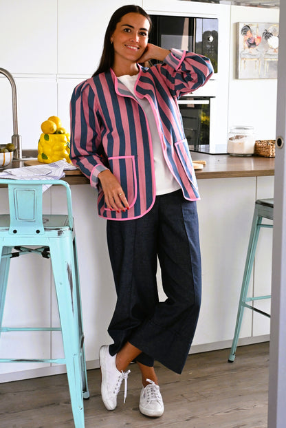 CHAQUETA MACARENA - RAYAS AZUL Y ROSA - PREORDER 3 SEPTIEMBRE
