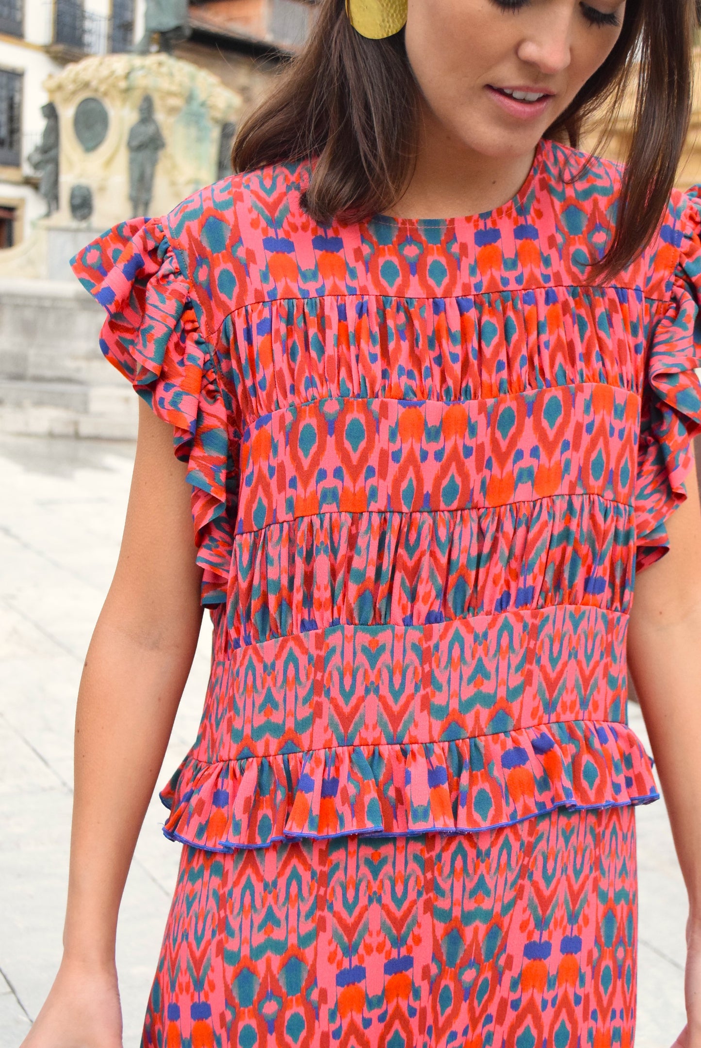 MARCELA DRESS - IKAT RASPBERRY -