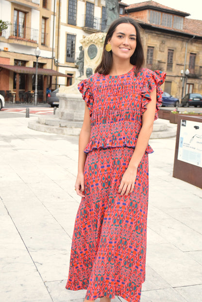 MARCELA DRESS - IKAT RASPBERRY -