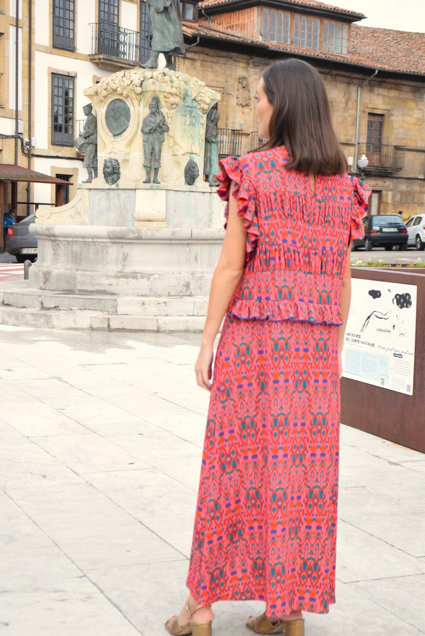 MARCELA DRESS - IKAT RASPBERRY -