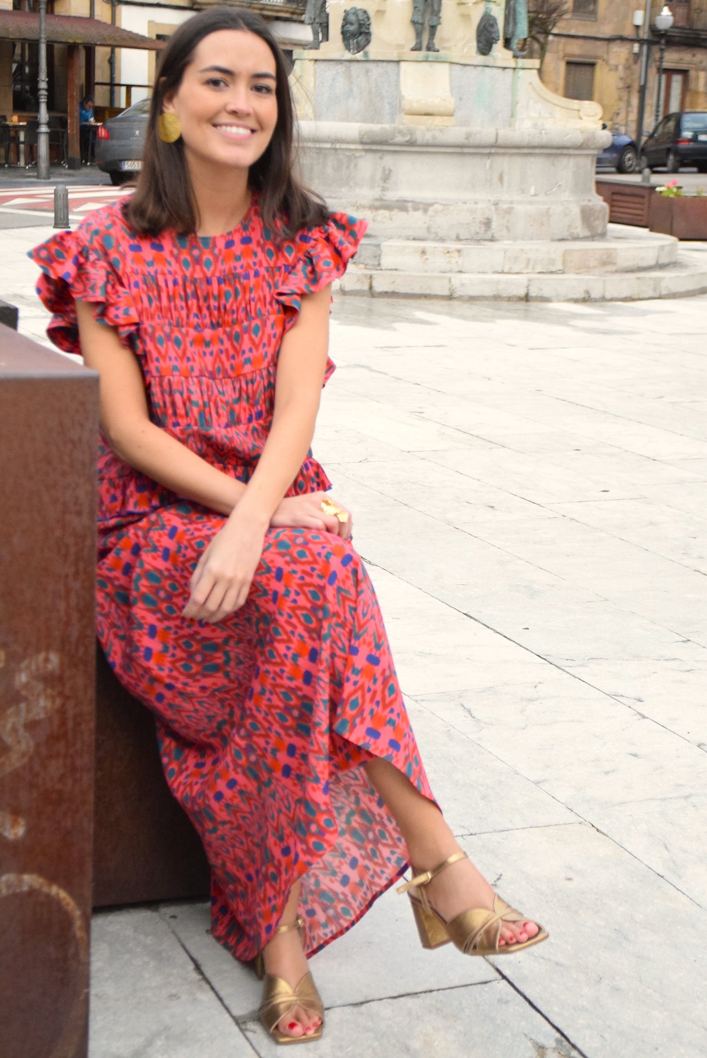MARCELA DRESS - IKAT RASPBERRY -