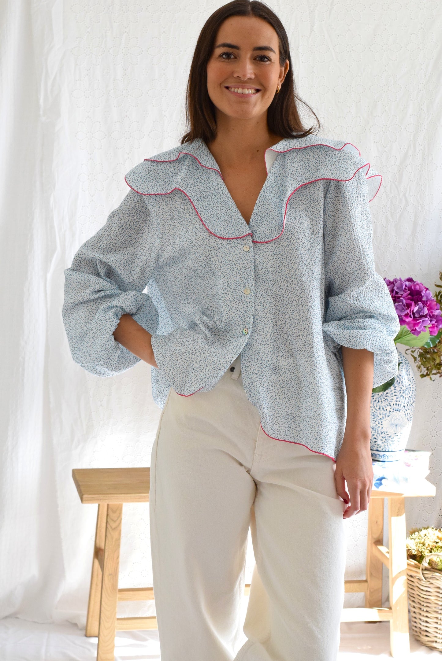 CAMISA MÁXIMA - FLOR AZUL