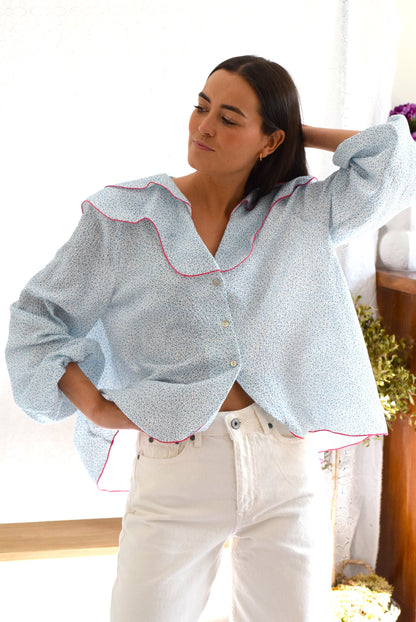 CAMISA MÁXIMA - FLOR AZUL