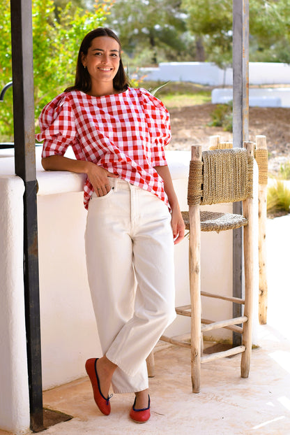BLUSA FERNANDA - VICHY ROJO - PREORDER 4 JUNIO