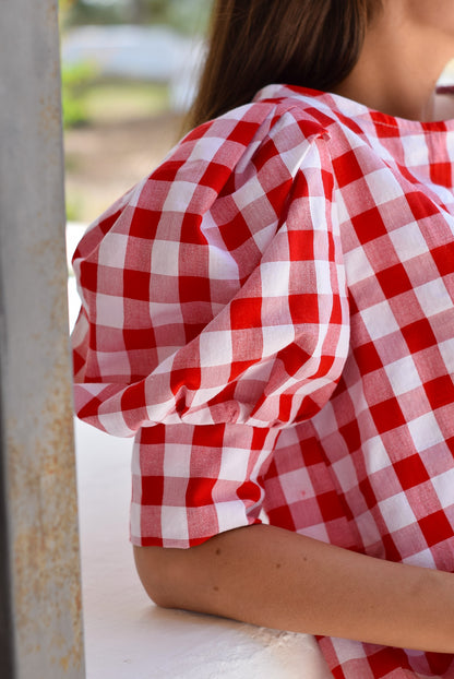 BLUSA FERNANDA - VICHY ROJO - PREORDER 4 JUNIO