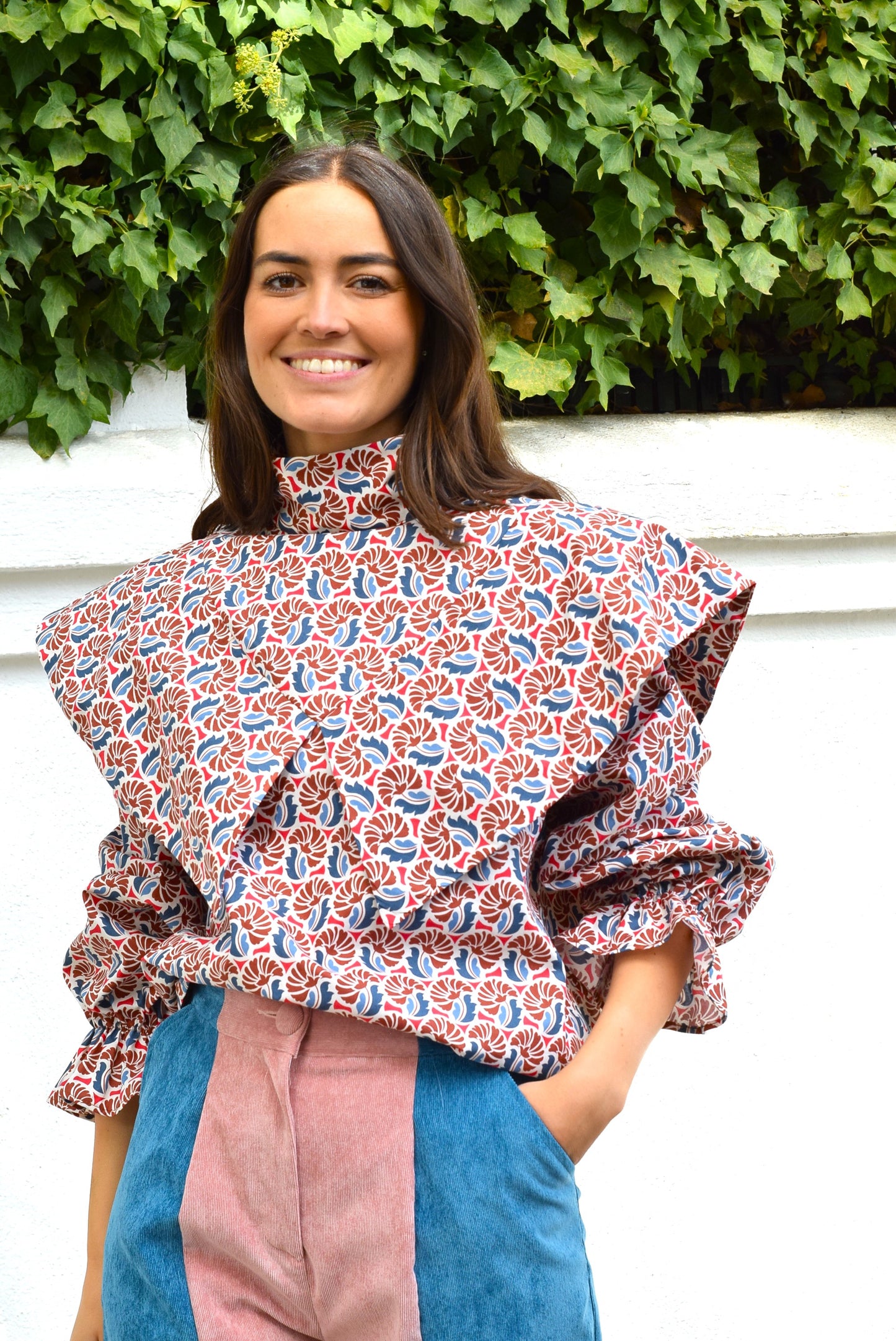 BLUSA FLAVIA -  AZUL Y ROJA - PREORDER 5 NOVIEMBRE