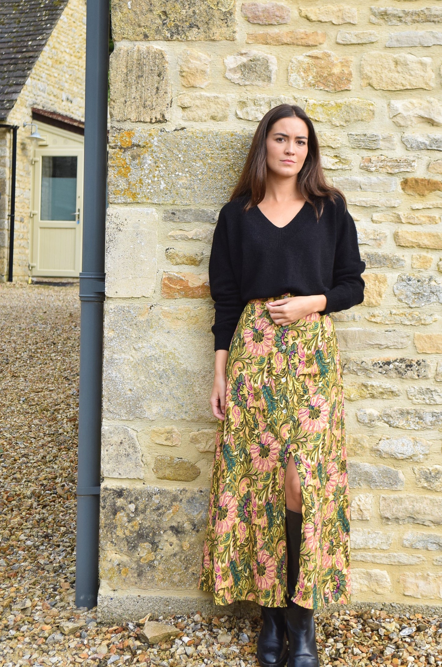 FALDA ANA - FLORES VERDES - PREORDER 9 DICIEMBRE