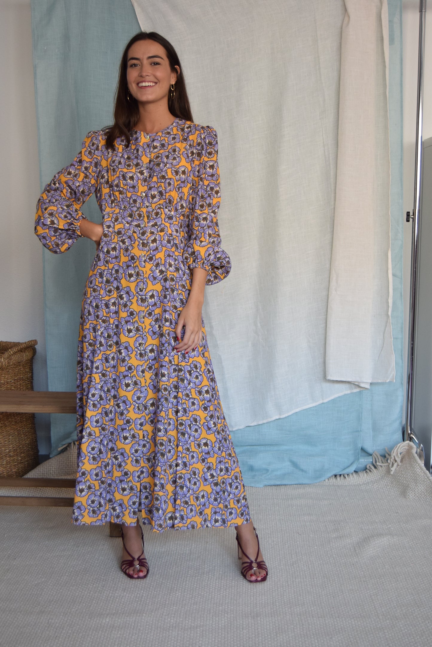 VESTIDO JIMENA - FLORES MORADAS -
