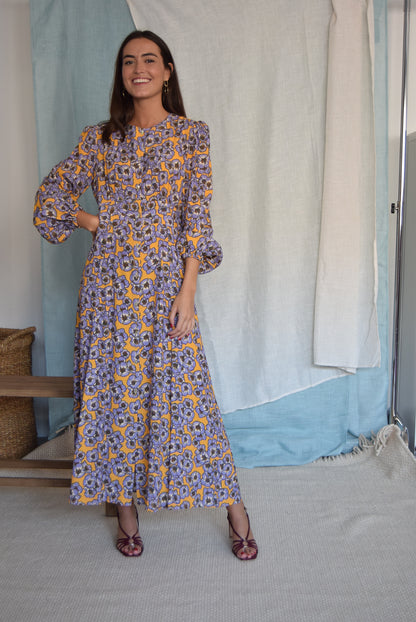 VESTIDO JIMENA - FLORES MORADAS -