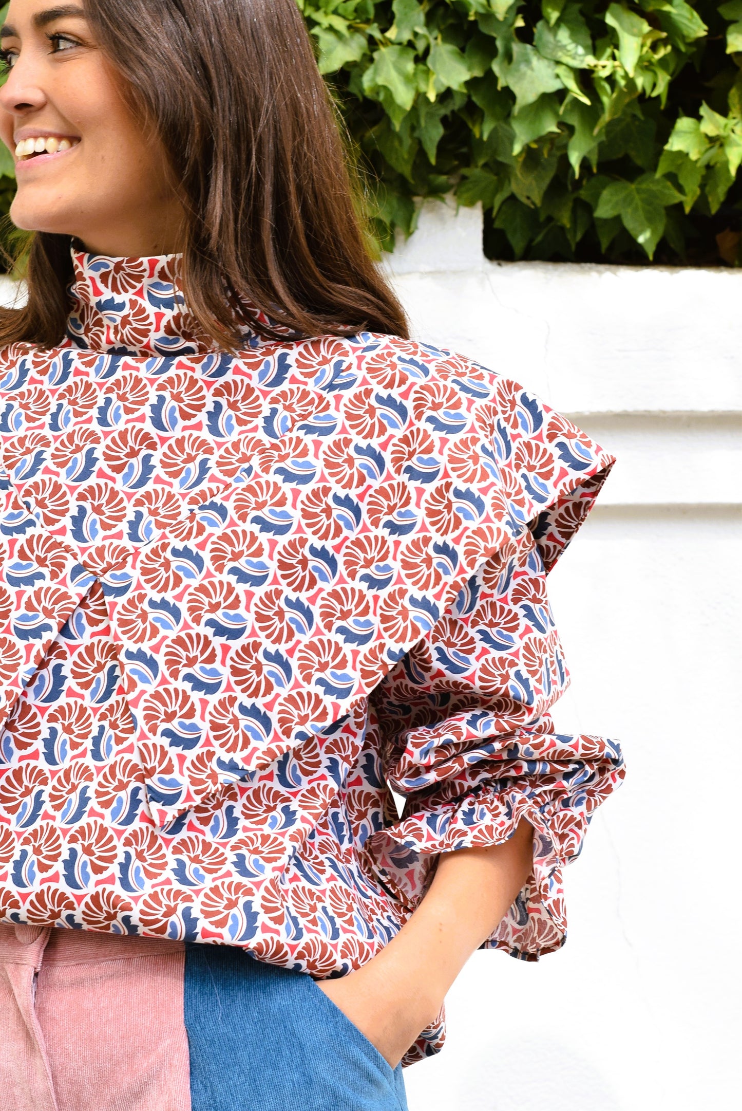 BLUSA FLAVIA -  AZUL Y ROJA - PREORDER 5 NOVIEMBRE