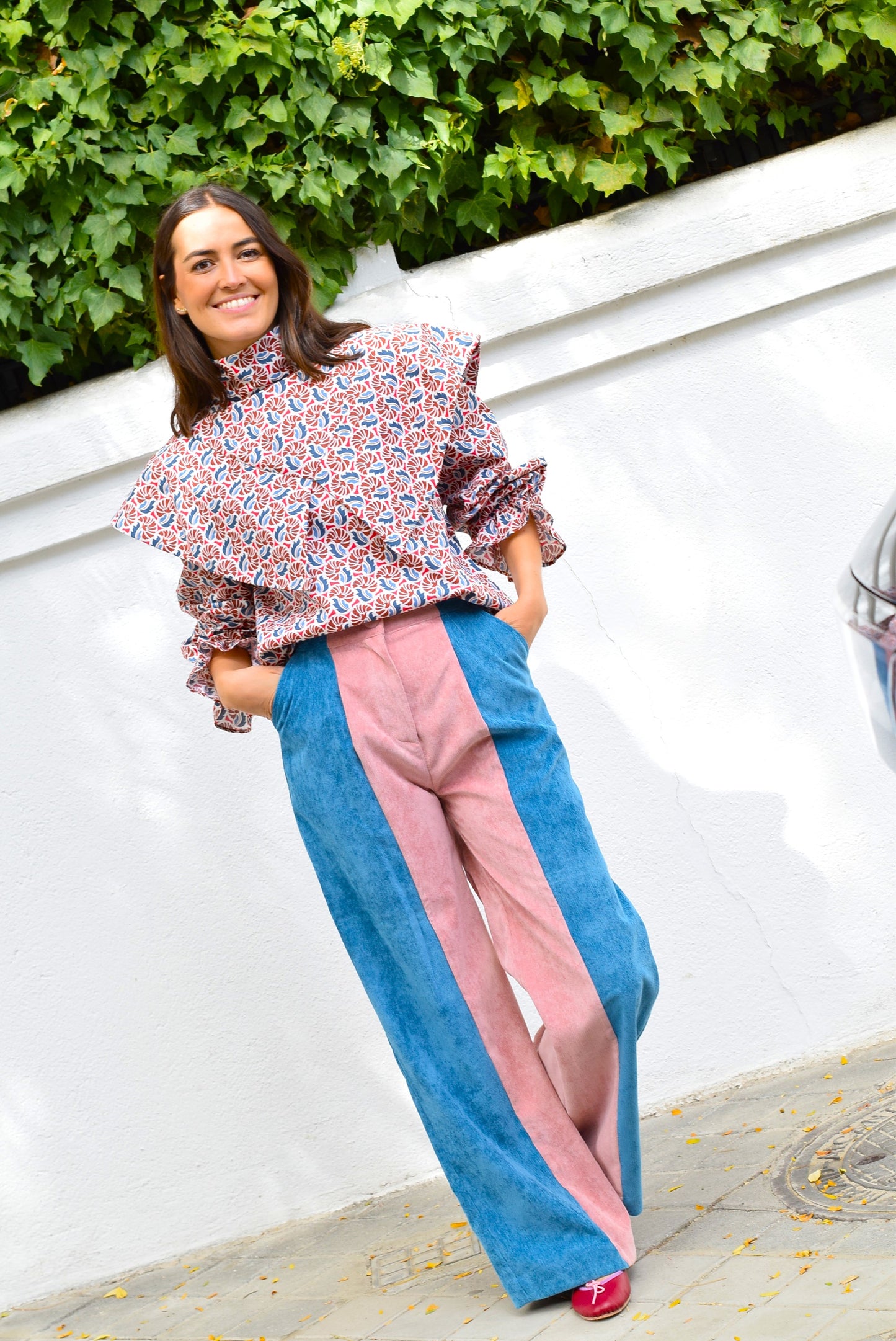 BLUSA FLAVIA -  AZUL Y ROJA - PREORDER 5 NOVIEMBRE