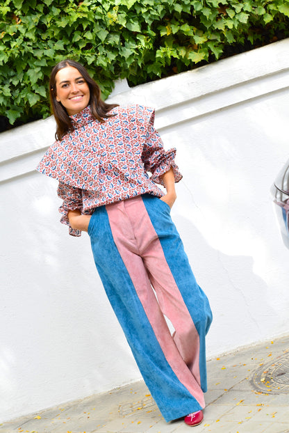 BLUSA FLAVIA -  AZUL Y ROJA - PREORDER 5 NOVIEMBRE