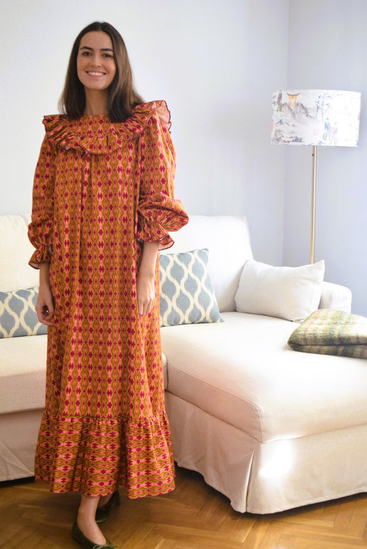VESTIDO CONSTANZA - ROSA Y VERDE