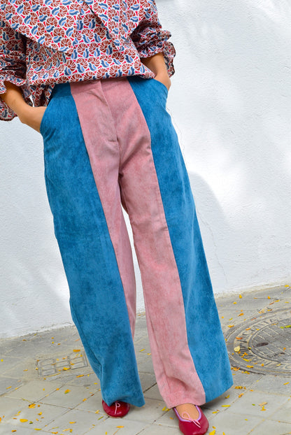 PANTALONES ITZIAR - BICOLOR AZUL Y ROSA - PREORDER 15 NOVIEMBRE