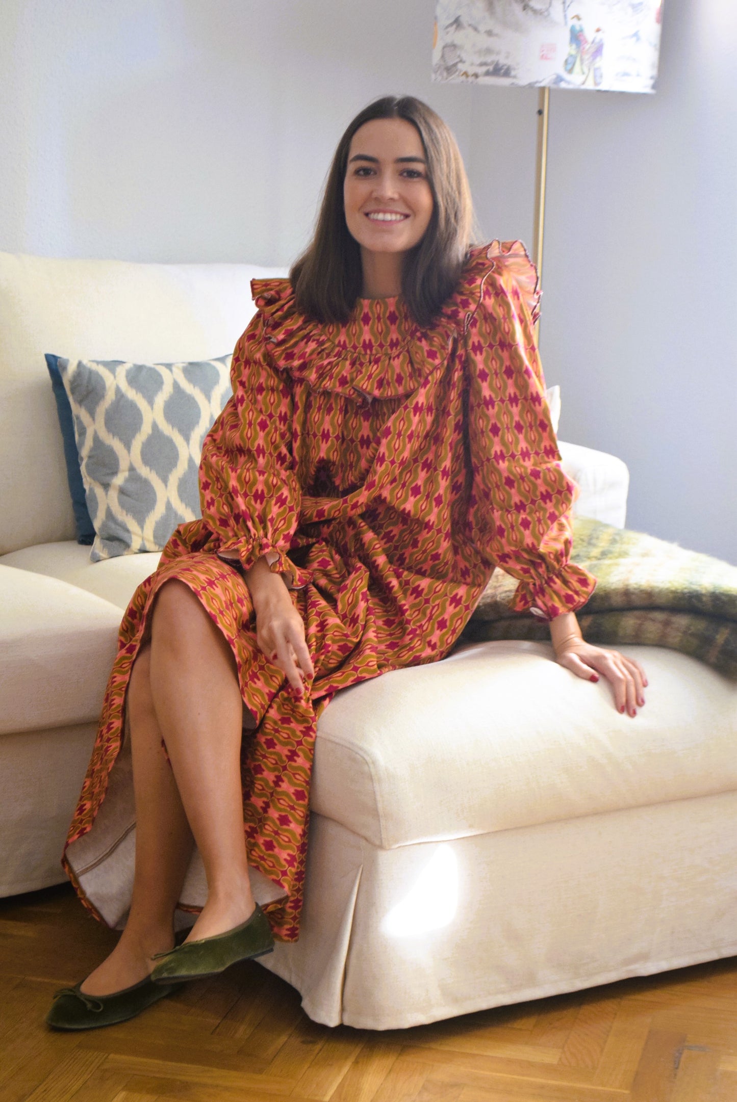 VESTIDO CONSTANZA - ROSA Y VERDE