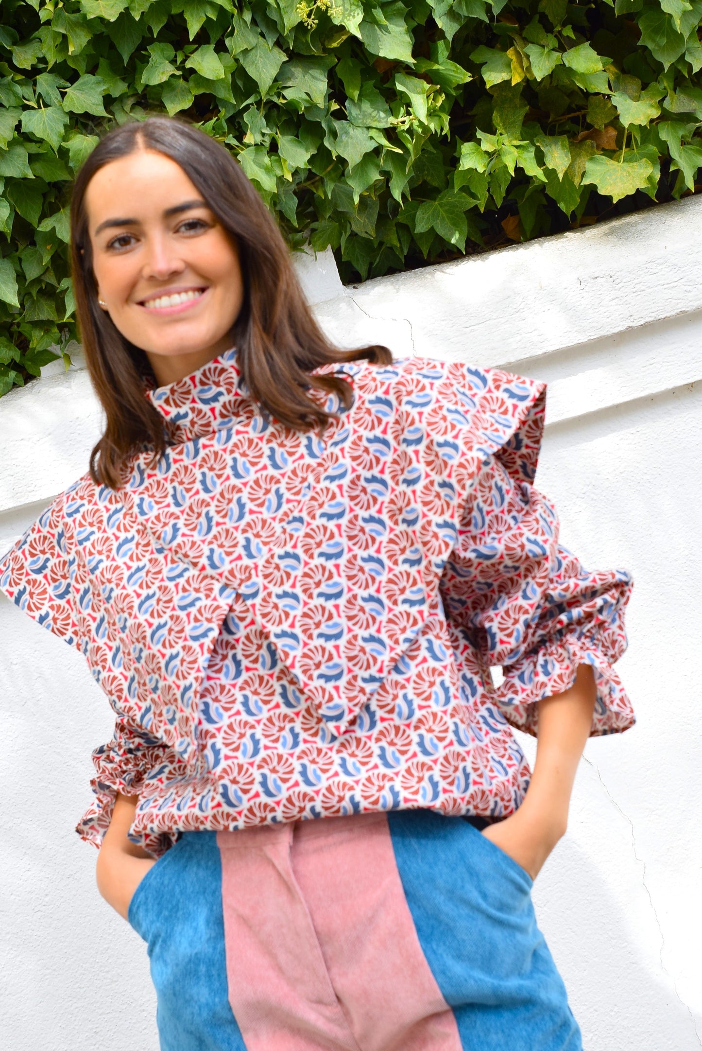 BLUSA FLAVIA -  AZUL Y ROJA - PREORDER 5 NOVIEMBRE