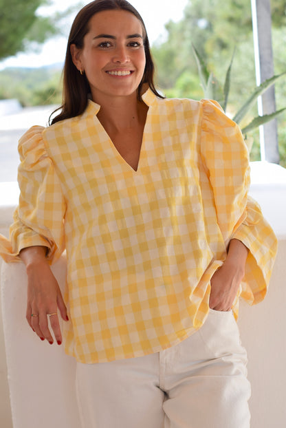 BLUSA CLAUDIA - VICHY AMARILLO - PREORDER 22 DE MAYO