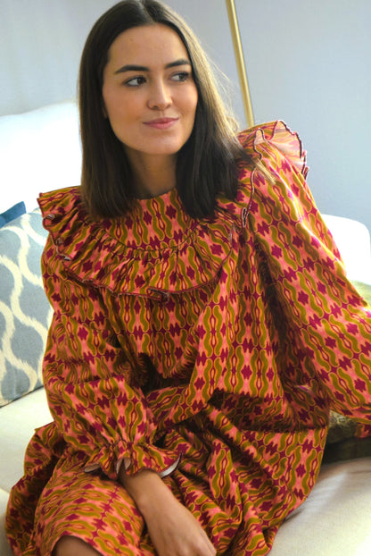 VESTIDO CONSTANZA - ROSA Y VERDE