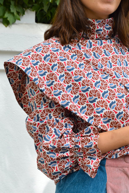 BLUSA FLAVIA -  AZUL Y ROJA - PREORDER 5 NOVIEMBRE