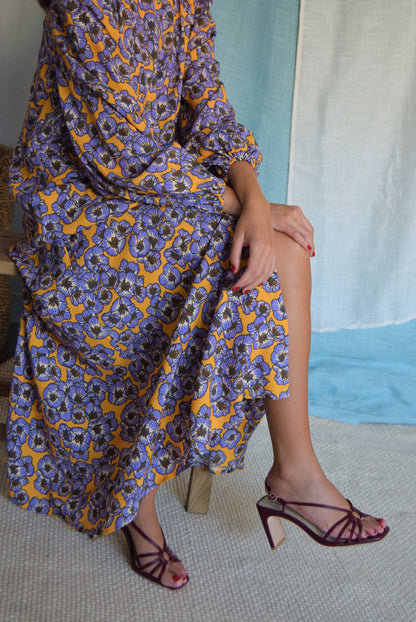 VESTIDO JIMENA - FLORES MORADAS -