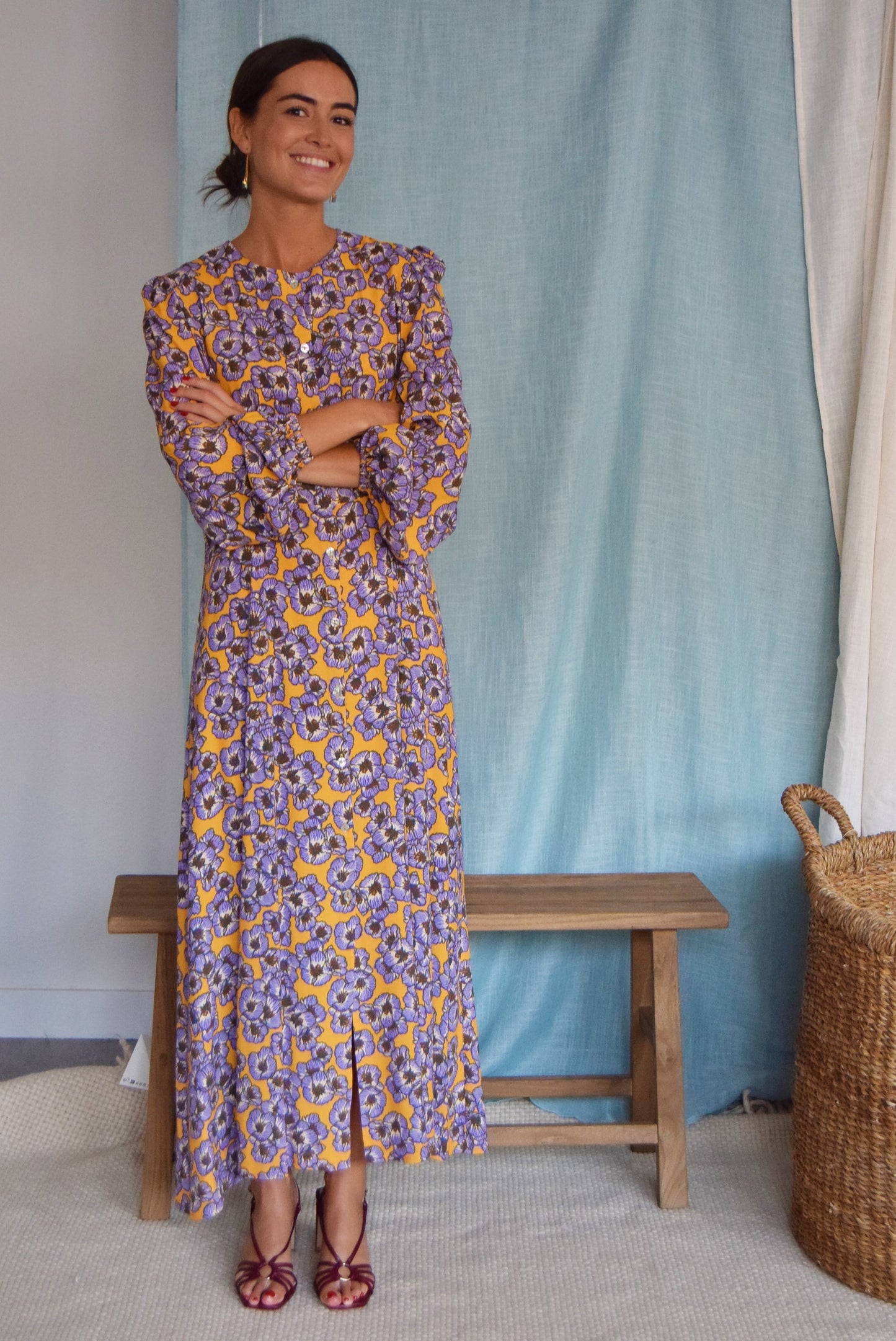 VESTIDO JIMENA - FLORES MORADAS -