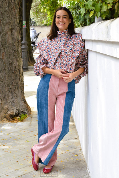 BLUSA FLAVIA -  AZUL Y ROJA - PREORDER 5 NOVIEMBRE