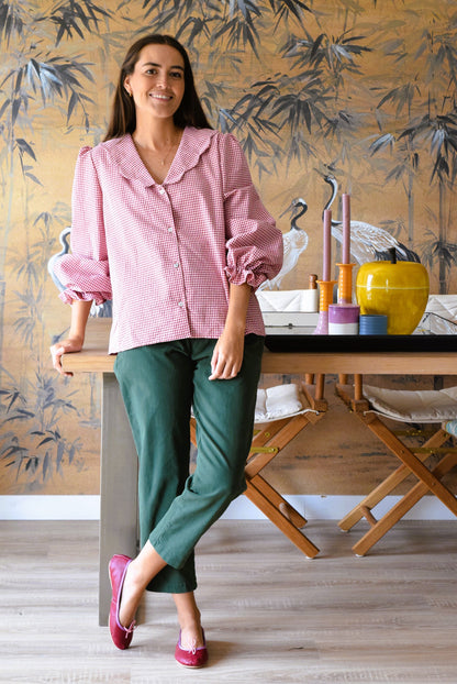 BLUSA GRETA - VICHY GRANATE - PREORDER 5 SEPTIEMBRE