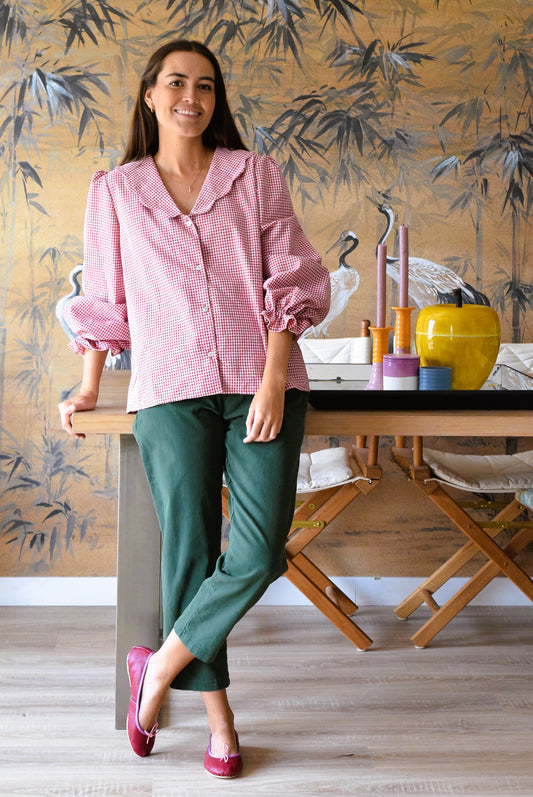BLUSA GRETA - VICHY GRANATE - PREORDER 5 SEPTIEMBRE