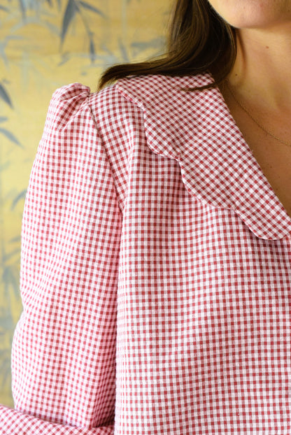 BLUSA GRETA - VICHY GRANATE - PREORDER 5 SEPTIEMBRE