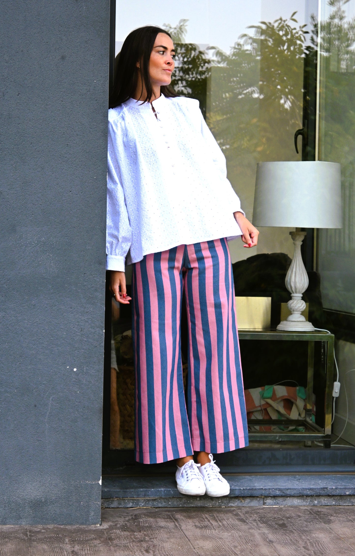 PANTALONES SOL -  RAYAS AZUL Y ROSA - PREORDER 3 SEPTIEMBRE