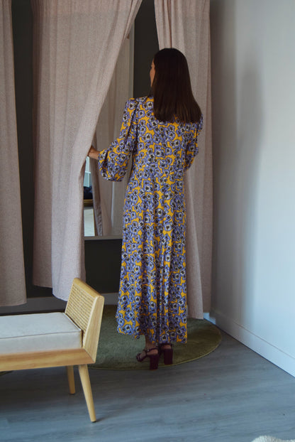 VESTIDO JIMENA - FLORES MORADAS -