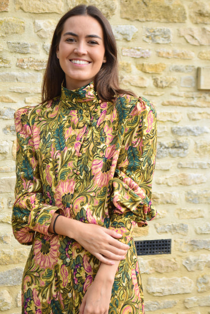 VICTORIA BLOUSE - GREEN FLOWERS -