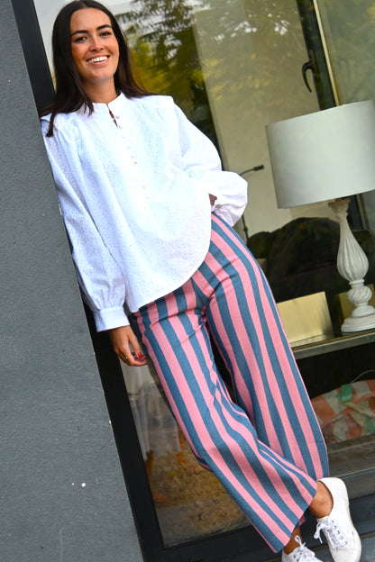 PANTALONES SOL -  RAYAS AZUL Y ROSA - PREORDER 3 SEPTIEMBRE