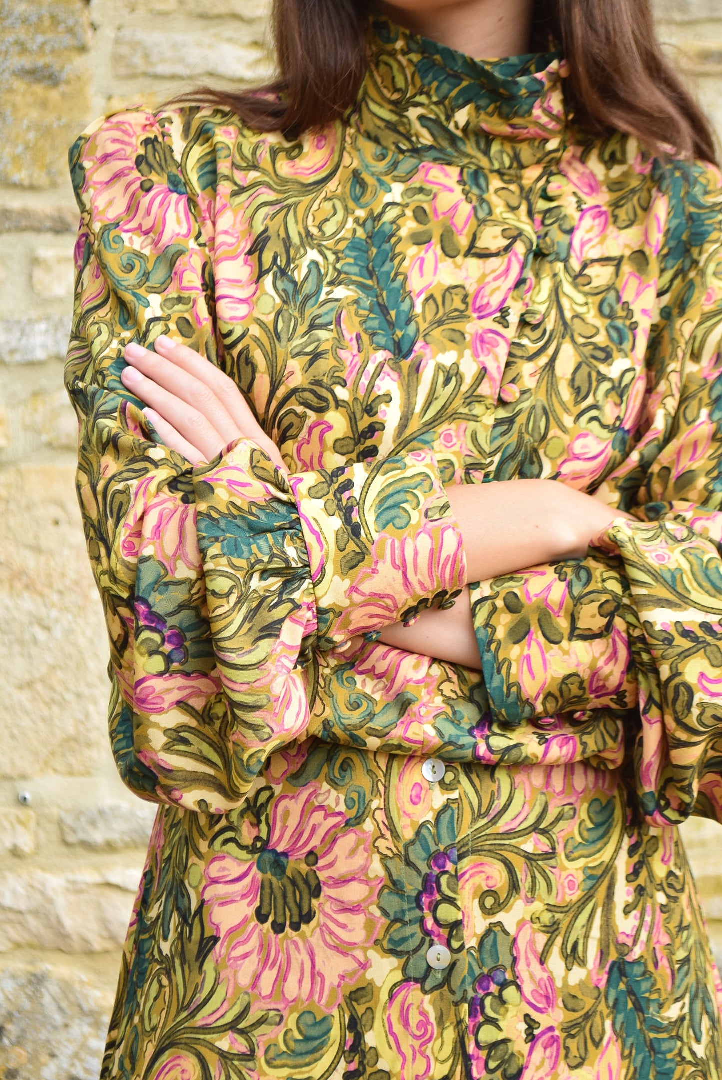 VICTORIA BLOUSE - GREEN FLOWERS -