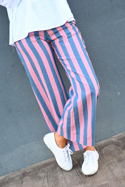 PANTALONES SOL -  RAYAS AZUL Y ROSA - PREORDER 3 SEPTIEMBRE