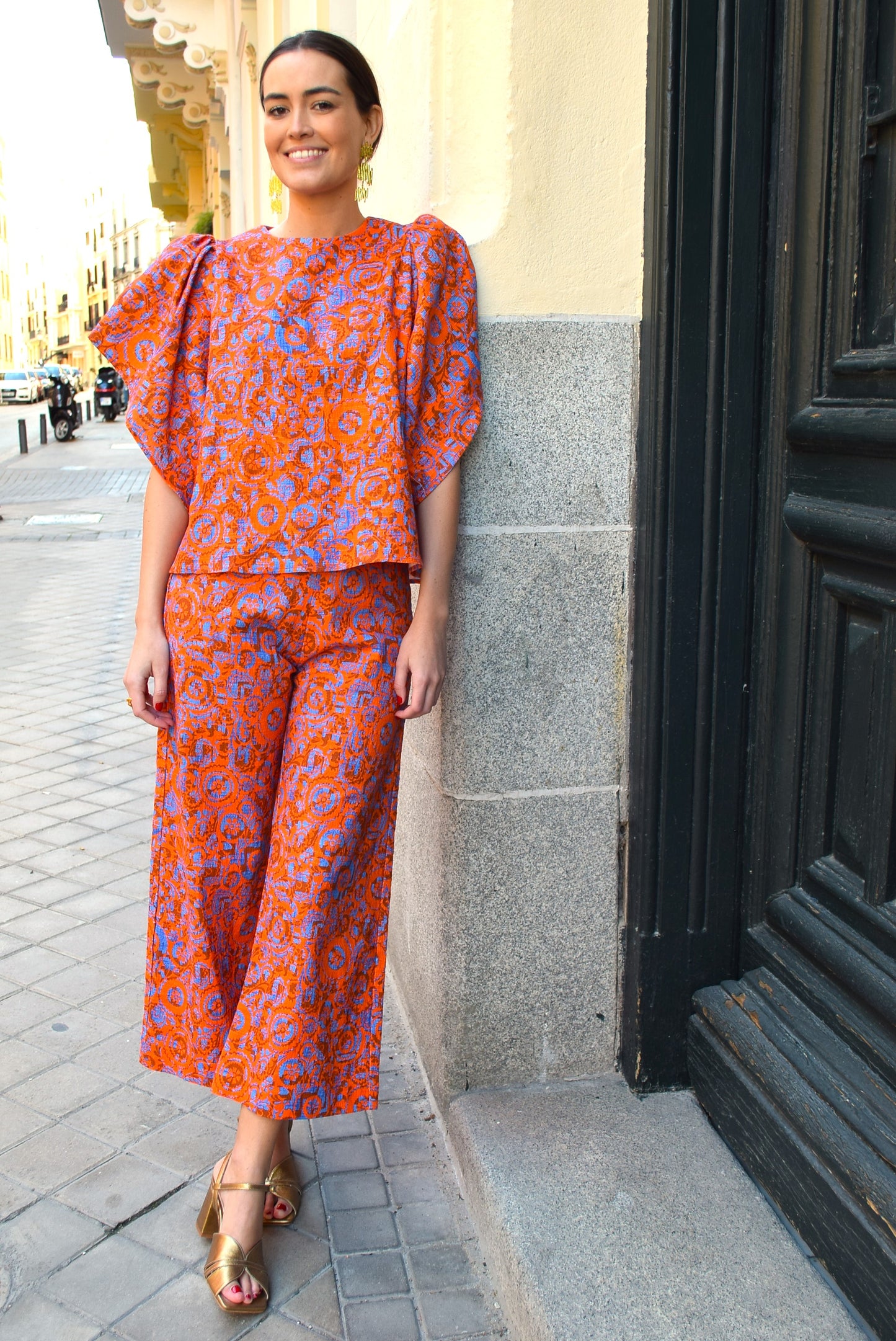 SUN PANTS - ORANGE FLOWERS -