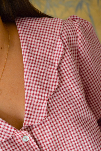 BLUSA GRETA - VICHY GRANATE - PREORDER 5 SEPTIEMBRE
