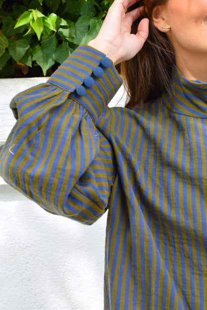 BLUSA VICTORIA - RAYAS AZUL Y VERDE