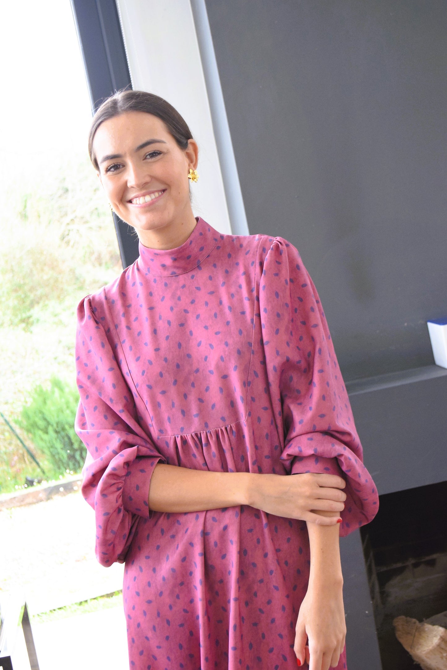 VESTIDO MENCÍA - MOTAS MORADO  -
