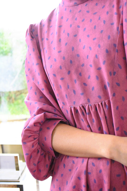 VESTIDO MENCÍA - MOTAS MORADO  -