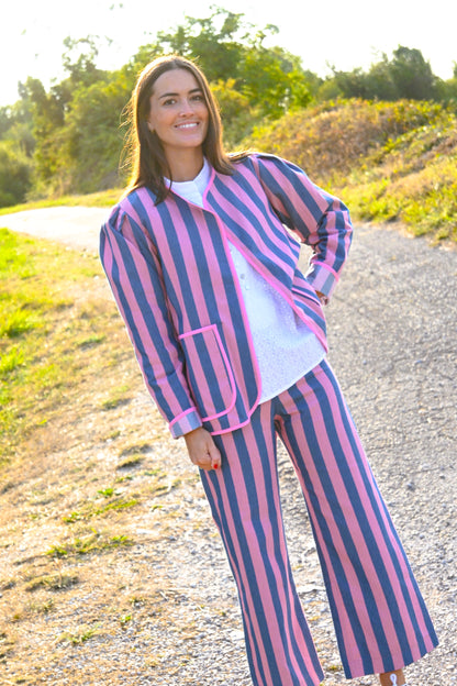 CHAQUETA MACARENA - RAYAS AZUL Y ROSA - PREORDER 3 SEPTIEMBRE