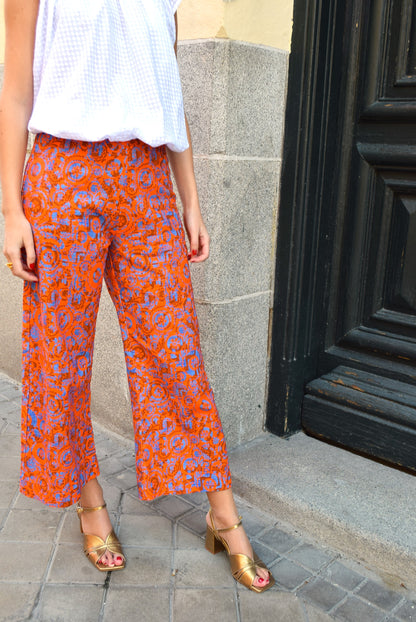 SUN PANTS - ORANGE FLOWERS -