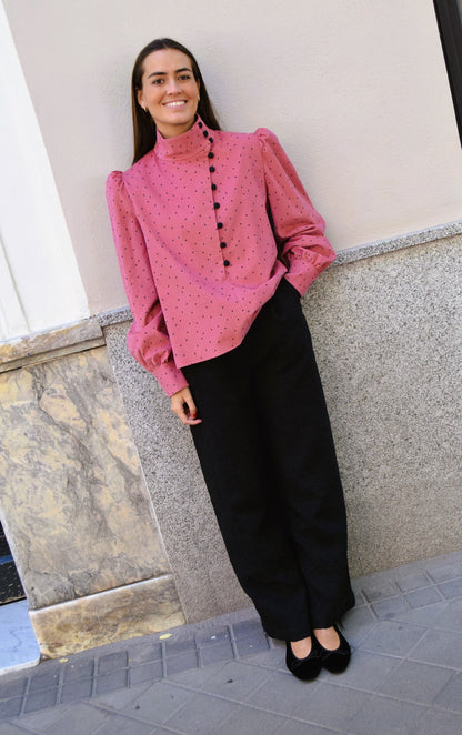 VICTORIA BLOUSE - PINK POLKA DOT