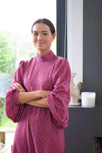 VESTIDO MENCÍA - MOTAS MORADO  -
