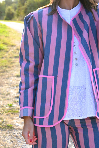 CHAQUETA MACARENA - RAYAS AZUL Y ROSA - PREORDER 3 SEPTIEMBRE