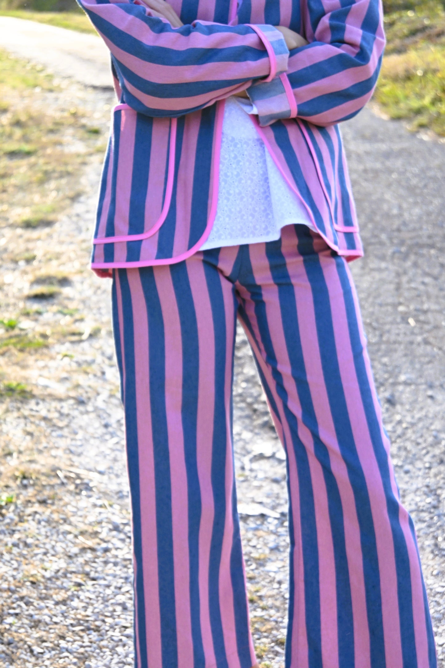 PANTALONES SOL -  RAYAS AZUL Y ROSA - PREORDER 3 SEPTIEMBRE
