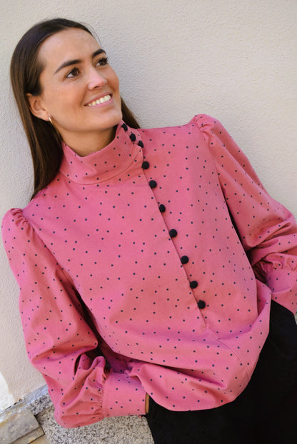 VICTORIA BLOUSE - PINK POLKA DOT