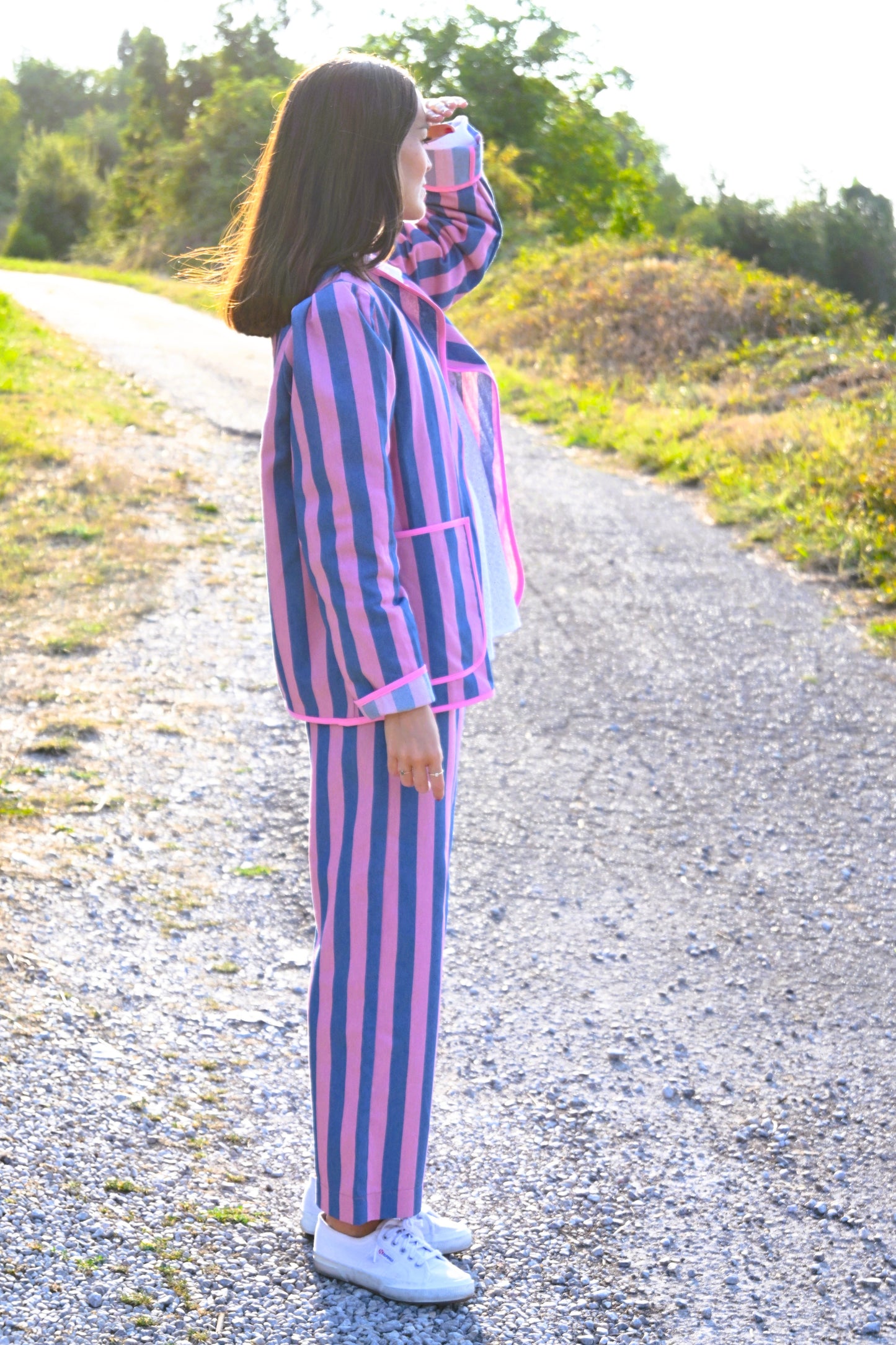 PANTALONES SOL -  RAYAS AZUL Y ROSA - PREORDER 3 SEPTIEMBRE