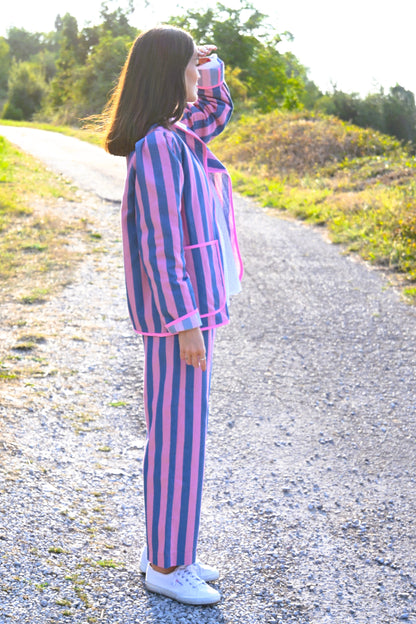 PANTALONES SOL -  RAYAS AZUL Y ROSA - PREORDER 3 SEPTIEMBRE